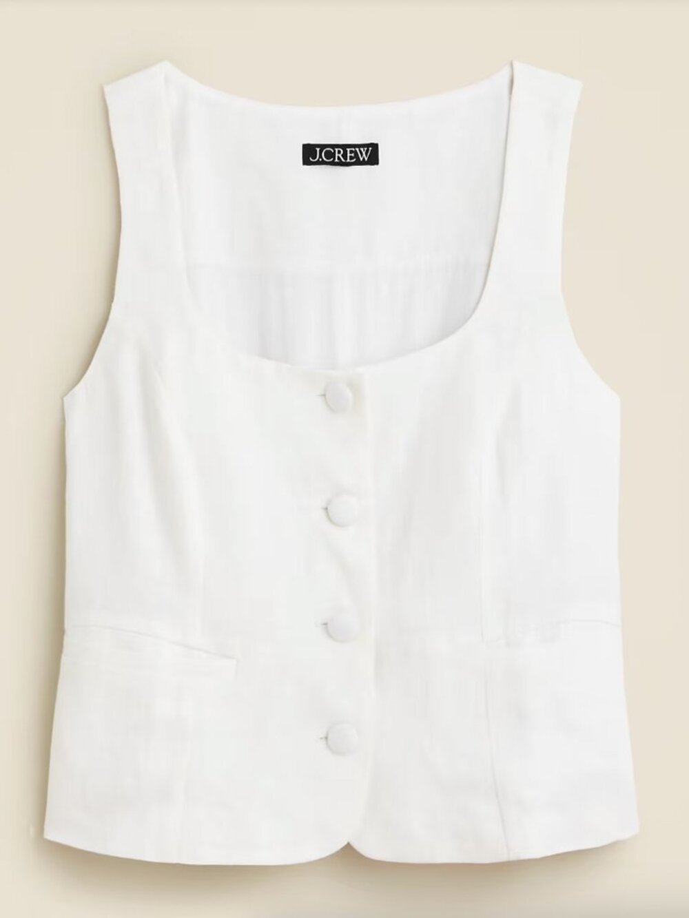 J. Crew Scoopneck Linen-Blend Vest in White